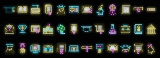 Degree icons set vector neon