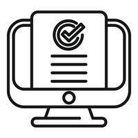 Monitor online access document icon outline vector. Regulated products vector