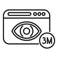 Millions views on webpage icon outline vector. New media content vector