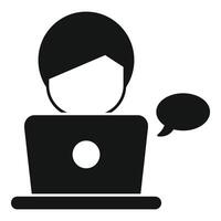 Laptop online media content icon simple vector. Person chatting vector