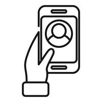 Phone change avatar icon outline vector. Online media content vector