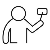 Influencer with selfie stick icon outline vector. Record new content vector