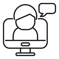 Online computer speech icon outline vector. Influencer message vector