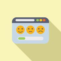 Online web survey icon flat vector. Smiley fail emoji vector