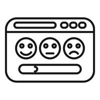 en línea web encuesta icono contorno vector. sonriente fallar emoji vector