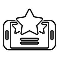 Online smartphone rating icon outline vector. Star button rank vector