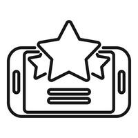 Online smartphone rating icon outline vector. Star button rank vector