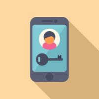 Lock phone user icon flat vector. Mobile registration access vector