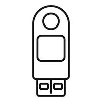 Usb flash with password icon outline vector. Phone id process vector