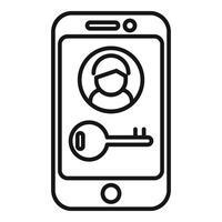 Lock phone user icon outline vector. Mobile registration access vector