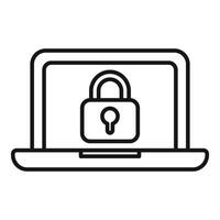 Secured online laptop icon outline vector. Message internet vector