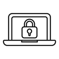 Secured online laptop icon outline vector. Message internet vector