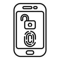 Secure fingerprint access icon outline vector. Modern phone unlock vector