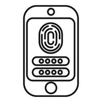 Fingerprint smartphone icon outline vector. Verify step process vector