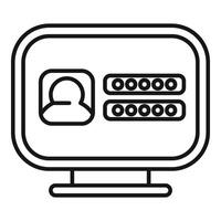 User account passcode icon outline vector. Computer code registration vector