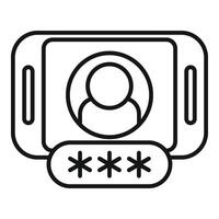 Code on new phone icon outline vector. Enter new user vector