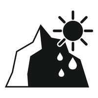 Glaciers melting on sun icon simple vector. Global climate problem vector