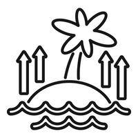 Sea level rise on island icon outline vector. Climate change vector