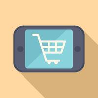 Buy online market cart icon flat vector. Business customer vector