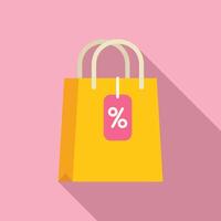 Sale shopping bag icon flat vector. Market order purchase vector