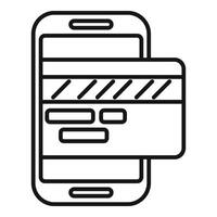 Credit card on phone icon outline vector. Buy online products vector