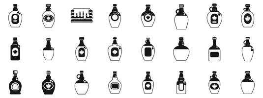 Maple syrup icons set simple vector. Kitchen stack vector