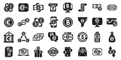 Currency conversion icons set simple vector. Exchange payment vector