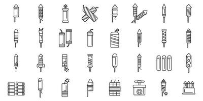 Petard icons set outline vector. Tnt security explosion vector