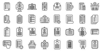 Wish list icons set outline vector. Winter post vector