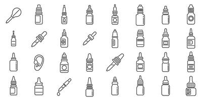 Ear drops icons set outline vector. Medicine tube vector