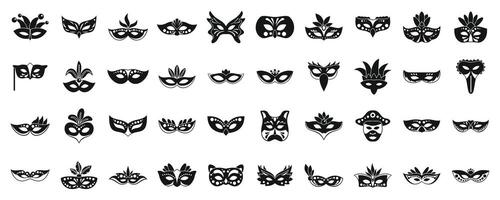 Carnival of Venice icons set simple vector. Costume mask vector