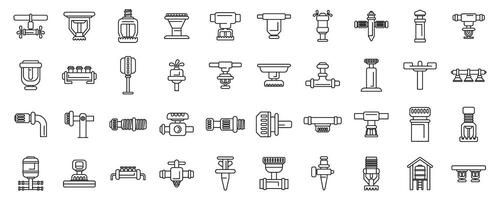 aspersor sistema íconos conjunto contorno vector. agua irrigación vector