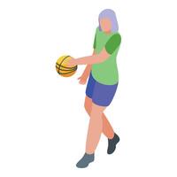 ocio adulto avatar icono isométrica vector. mujer baloncesto jugador vector