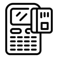 Card payment terminal icon outline vector. Tickets vending machine vector