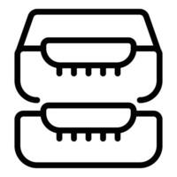Horizontal paper tray icon outline vector. Documents desk container vector