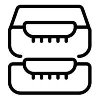 Horizontal paper tray icon outline vector. Documents desk container vector