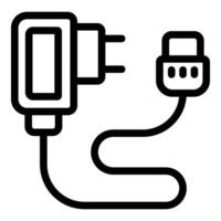 Phone refuel power wire icon outline vector. Electrical power cellular device vector