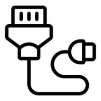 Power USB cable icon outline vector. Electrical digital gadget recharge vector