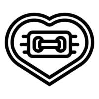 Cloth heart shaped button icon outline vector. Needlepoint thread item vector