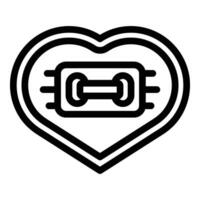 Cloth heart shaped button icon outline vector. Needlepoint thread item vector