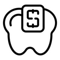 estomatología costo icono contorno vector. dental cuidado precio vector