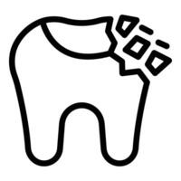 astillado diente icono contorno vector. roto dientes vector