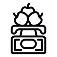 Apples on scale icon outline vector. Measure fruit weight vector