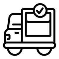 Delivery truck icon outline vector. Parcel transportation van vector