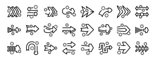 Straight long arrow icons set outline vector. Right cursor vector