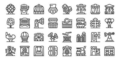 Funfair icons set outline vector. Amusement park vector