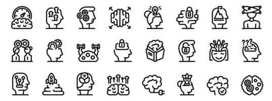 Mindset growth icons set outline vector. Thinking positive vector