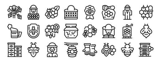 Apiculture business icons set outline vector. Bee insect vector