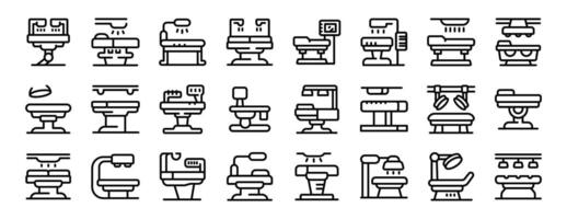 Medical operating table icons set outline vector. Medicine workplace vector