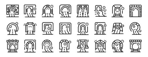 arco túnel íconos conjunto contorno vector. la carretera viaje vector